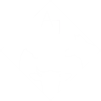 Logo d'Alice Jeammes, ostéopathe animalier à Vannes, représentant un losange, 3 animaux et ses initiales.